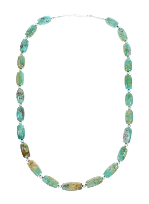 Navajo Carico Lake Turquoise Sterling Silver Bead Necklace NX12286
