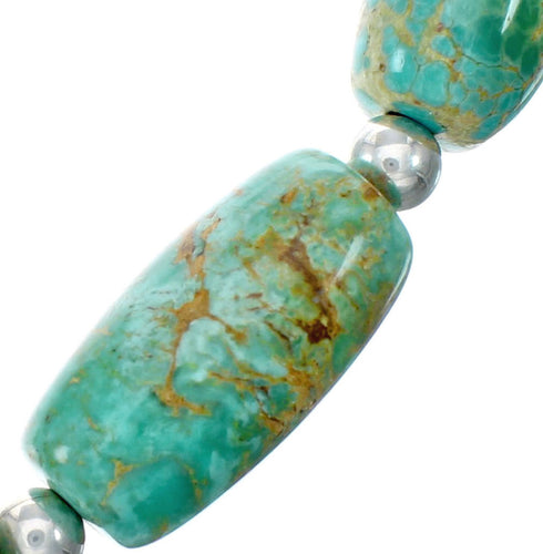 Navajo Carico Lake Turquoise Sterling Silver Bead Necklace NX12286