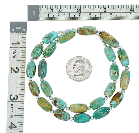 Navajo Carico Lake Turquoise Sterling Silver Bead Necklace NX12286