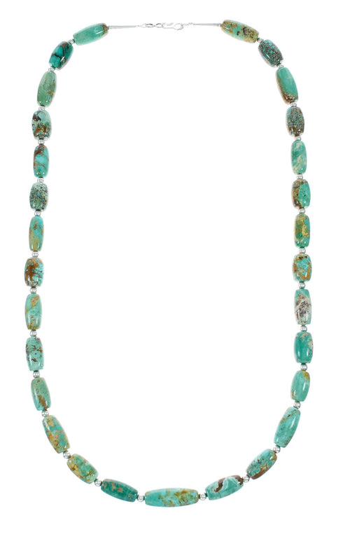 Navajo Carico Lake Turquoise Sterling Silver Bead Necklace NX12287
