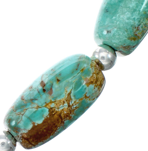 Navajo Carico Lake Turquoise Sterling Silver Bead Necklace NX12287