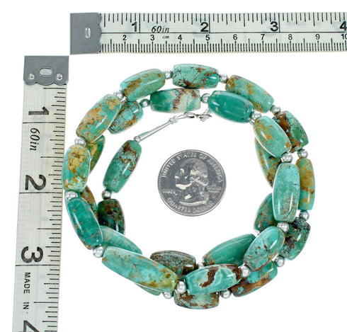 Navajo Carico Lake Turquoise Sterling Silver Bead Necklace NX12287