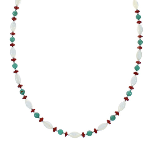 Navajo Multicolor Sterling Silver Bead Necklace NX12292