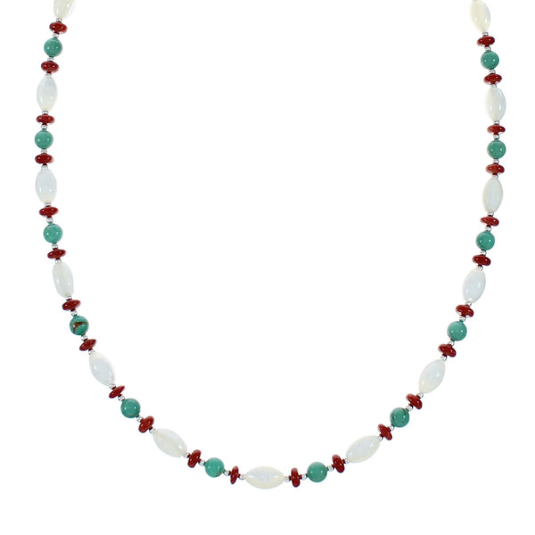 Navajo Multicolor Sterling Silver Bead Necklace NX12292