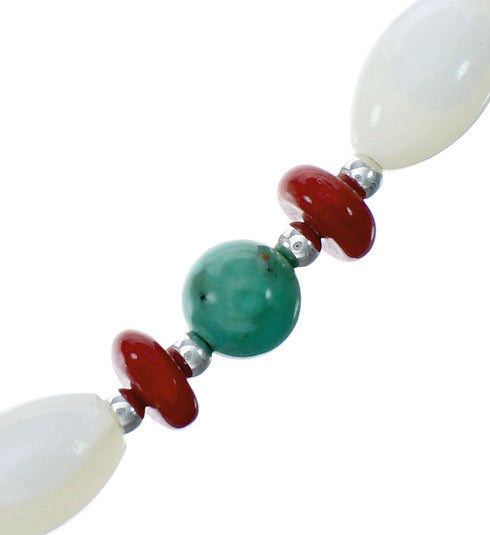 Navajo Multicolor Sterling Silver Bead Necklace NX12292