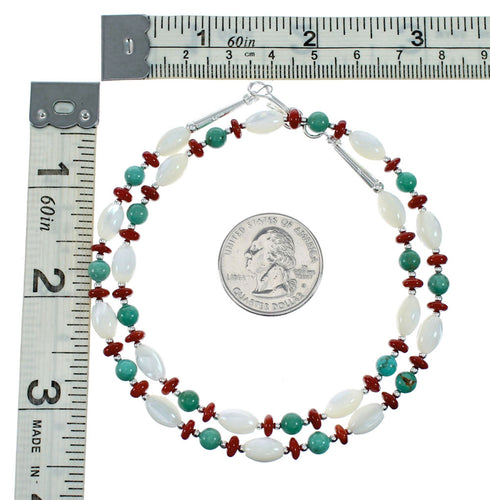 Navajo Multicolor Sterling Silver Bead Necklace NX12292