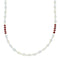Navajo Mother Of Pearl And Coral Sterling Silver Bead Necklace NX12293