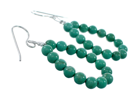 Authentic Navajo Turquoise Sterling Silver Bead Hook Earrings NX12298