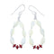 Genuine Sterling Silver Mother Of Pearl And Coral Bead Hook Dangle Earrings NX12300