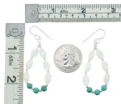Native American Turquoise and Mother of Pearl Sterling Silver Bead Earrings NX12301