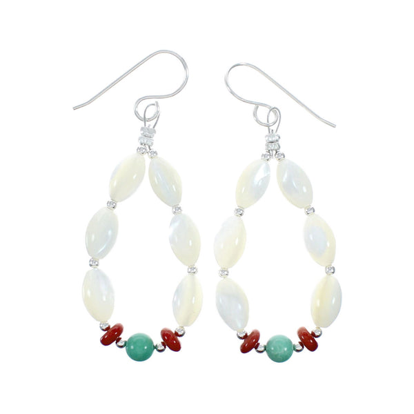 Native American Navajo Multicolor Sterling Silver Bead Earrings NX12302