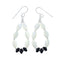 Sterling Silver Mother Of Pearl And Onyx Bead Hook Dangle Earrings NX12303