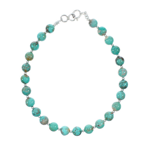 Navajo Turquoise Sterling Silver Bead Bracelet NX12297