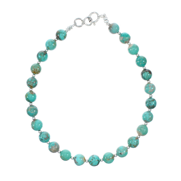 Navajo Turquoise Sterling Silver Bead Bracelet NX12297