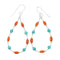 Genuine Turquoise Coral Liquid Sterling Silver Hook Dangle Navajo Earrings NX12311