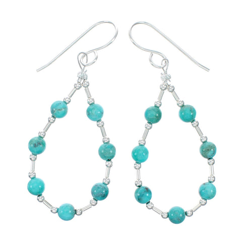Navajo Turquoise Liquid Sterling Silver Hook Dangle Earrings NX12312
