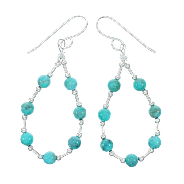Navajo Turquoise Liquid Sterling Silver Hook Dangle Earrings NX12312