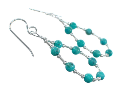 Navajo Turquoise Liquid Sterling Silver Hook Dangle Earrings NX12312