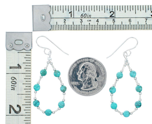 Navajo Turquoise Liquid Sterling Silver Hook Dangle Earrings NX12312