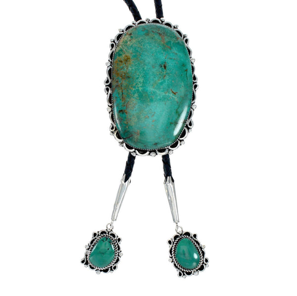 Navajo Native American Turquoise Sterling Silver Bolo Tie NX12313