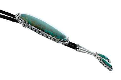 Navajo Native American Turquoise Sterling Silver Bolo Tie NX12313