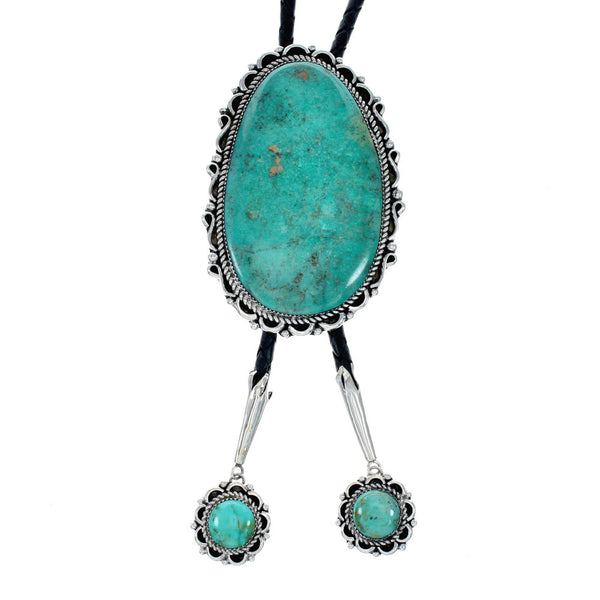 Navajo Native American Turquoise Sterling Silver Bolo Tie NX12314