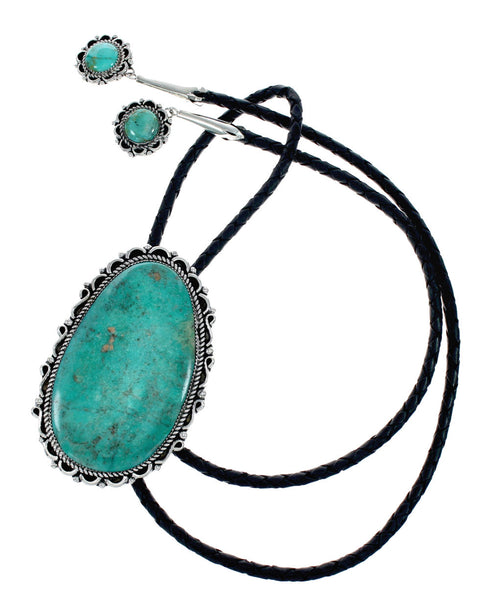Navajo Native American Turquoise Sterling Silver Bolo Tie NX12314