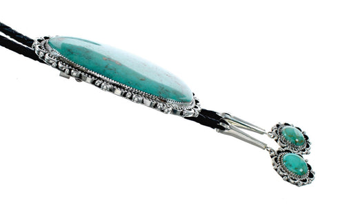 Navajo Native American Turquoise Sterling Silver Bolo Tie NX12314