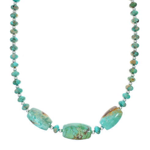 Native American Navajo Turquoise Sterling Silver Bead Necklace NX12315