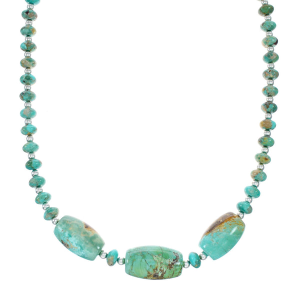 Native American Navajo Turquoise Sterling Silver Bead Necklace NX12315