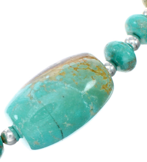 Native American Navajo Turquoise Sterling Silver Bead Necklace NX12315