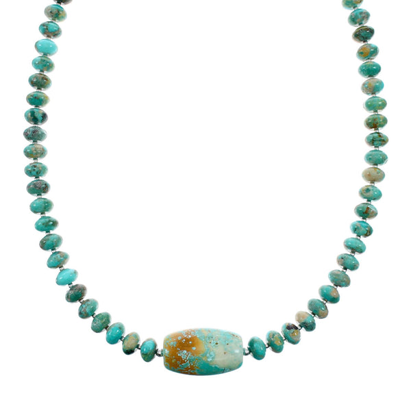 Native American Navajo Turquoise Sterling Silver Bead Necklace NX12316