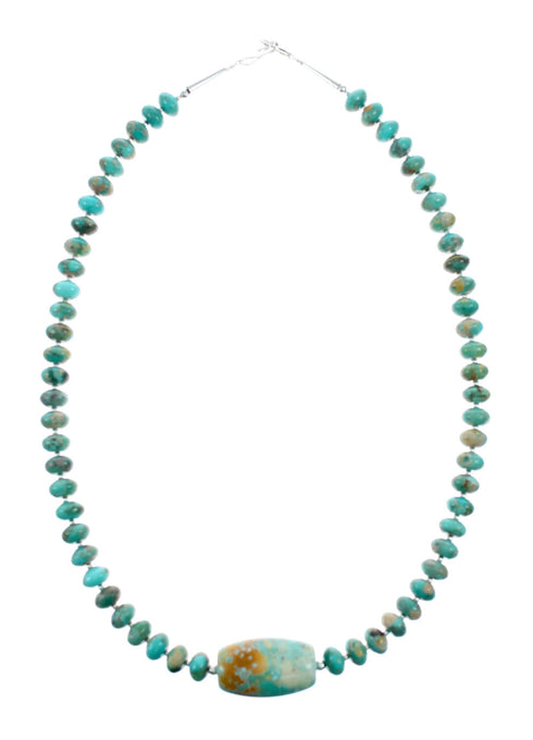 Native American Navajo Turquoise Sterling Silver Bead Necklace NX12316