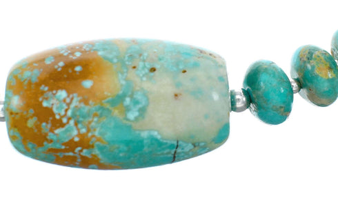 Native American Navajo Turquoise Sterling Silver Bead Necklace NX12316