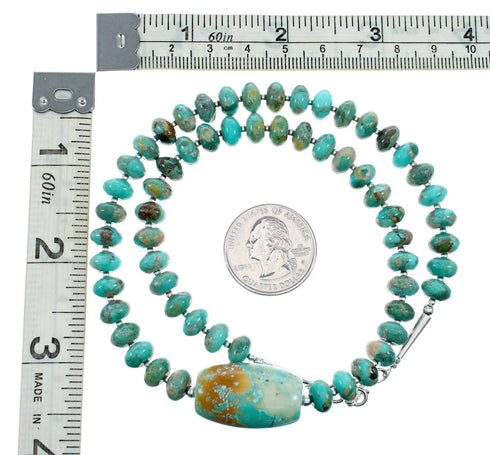 Native American Navajo Turquoise Sterling Silver Bead Necklace NX12316