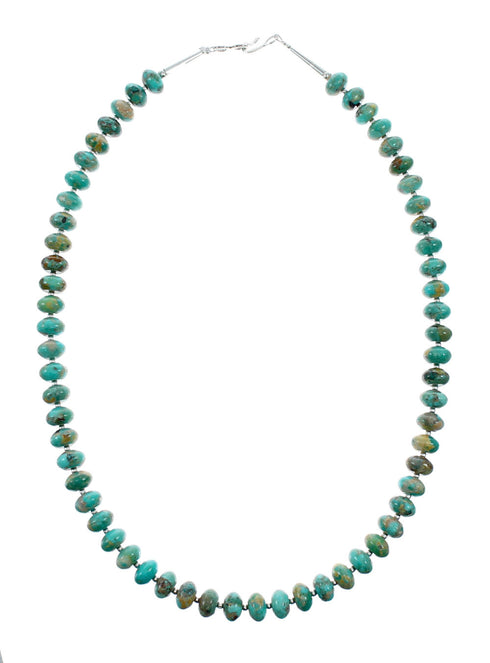 Navajo Turquoise Sterling Silver Bead Necklace NX12317