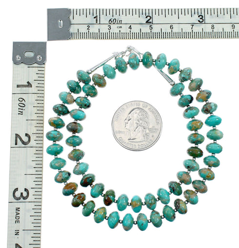 Navajo Turquoise Sterling Silver Bead Necklace NX12317
