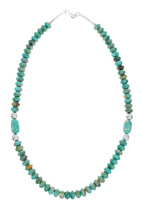 Native American Navajo Turquoise Sterling Silver Bead Necklace NX12318