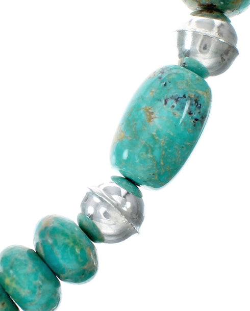 Native American Navajo Turquoise Sterling Silver Bead Necklace NX12318