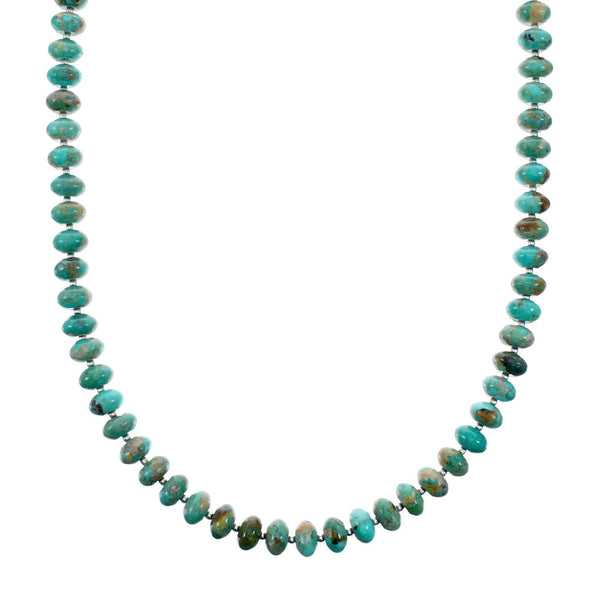 Navajo Turquoise Sterling Silver Bead Native American Necklace NX12319
