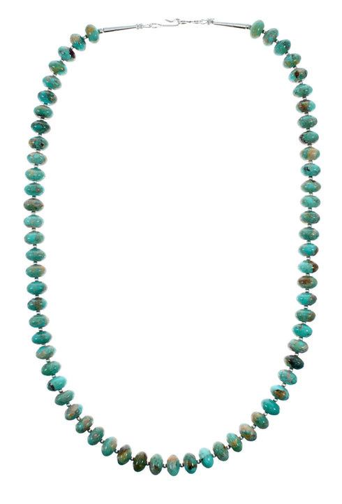 Navajo Turquoise Sterling Silver Bead Native American Necklace NX12319