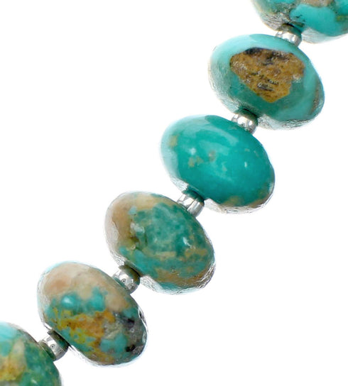Navajo Turquoise Sterling Silver Bead Native American Necklace NX12319