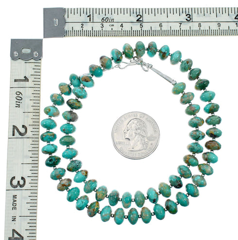 Navajo Turquoise Sterling Silver Bead Native American Necklace NX12319