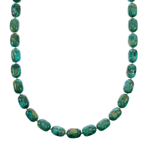 Navajo Turquoise Sterling Silver Bead Native American Necklace NX12320