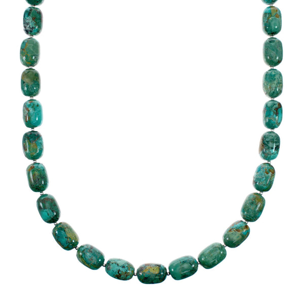 Navajo Turquoise Sterling Silver Bead Native American Necklace NX12320