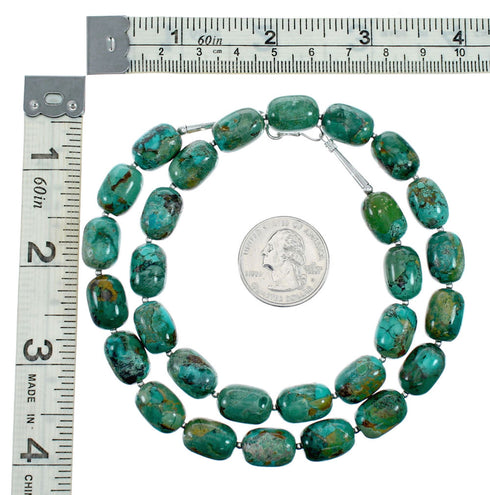 Navajo Turquoise Sterling Silver Bead Native American Necklace NX12320