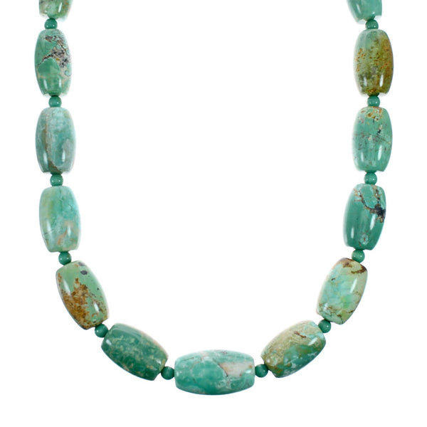 Native American Turquoise Sterling Silver Bead Navajo Necklace NX12321