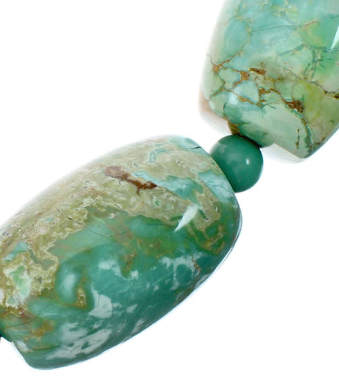 Native American Turquoise Sterling Silver Bead Navajo Necklace NX12321