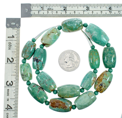 Native American Turquoise Sterling Silver Bead Navajo Necklace NX12321