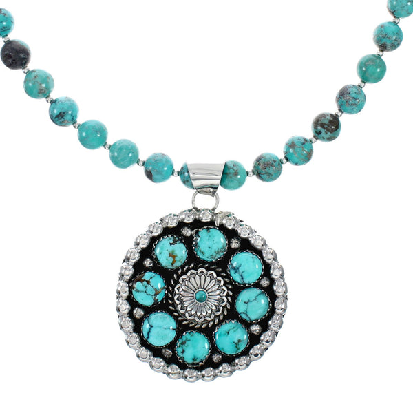 Authentic Navajo Turquoise Sterling Silver Necklace NX12323